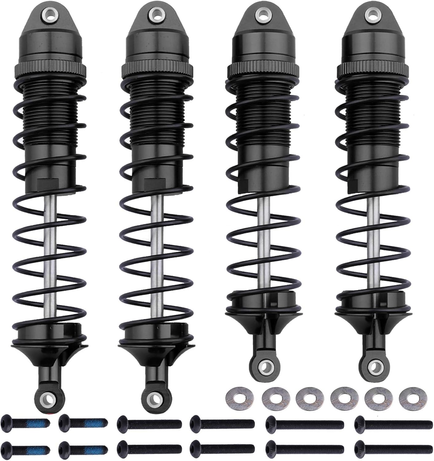 HobbyPark Aluminum Shock Absorber Assembled Full Metal (Front & Rear) for Arrma 1/10 Granite BIGROCK SENTON Typhon MEGA 4X4 BLX 4X4,Replace AR330550 AR330551 (4-Pack) (Red) Pack of 2