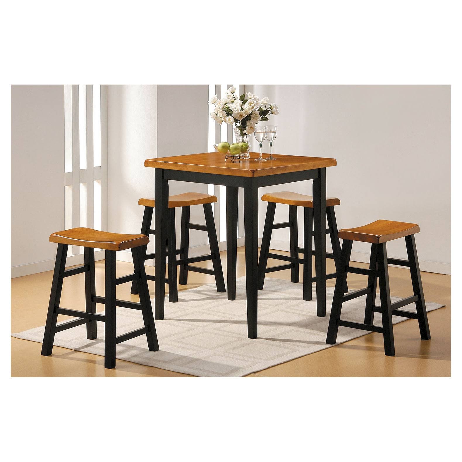 Gaucho 5 Piece Counter Height Dining Set - Oak and Black - Acme