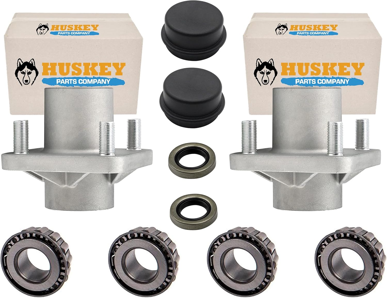 Huskey 2X Front Wheel Hub Bearing Assemblies with Dust Caps & Bearings for Club Car DS 1982-2002, DS & Precedent 2003-Up, Replaces OEM#11011102,1011153,1011889,1011892,1011894,102357701 (Selective)