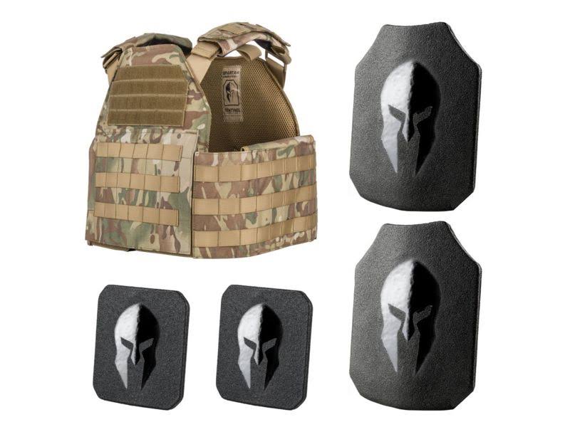 Spartan Armor Systems Spartan Armor/Sentinel Plate Carrier and AR550 Level III+ Body Armor Package Base Coat Multi-Cam Adjustabl