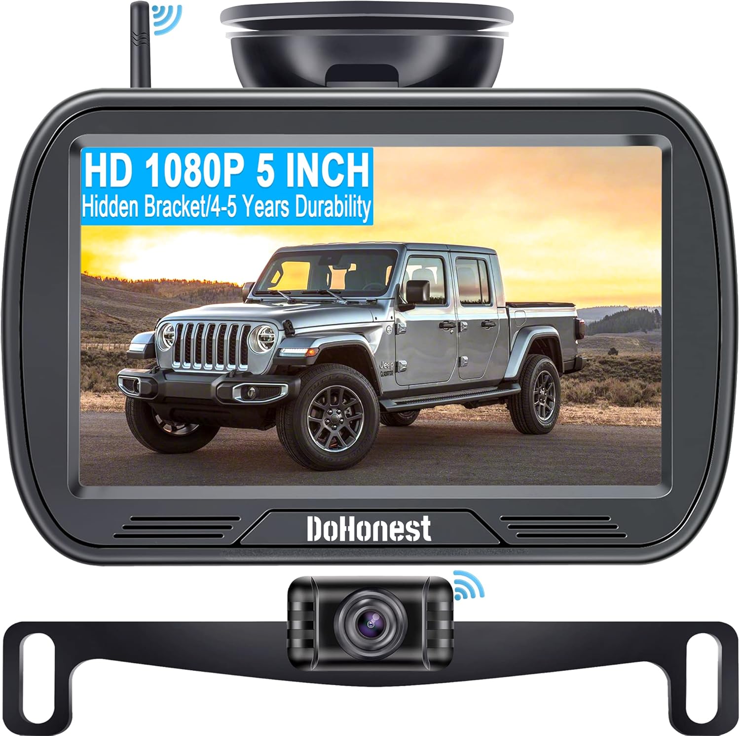 Wireless Backup Camera for Trucks with 5'' Monitor, HD 1080P Bluetooth Backup Camera Stable Digital Signals for Car SUV Sedan Support Add 2nd RV Camera, Built in Wide Voltage 12V-35V -DoHonest S23