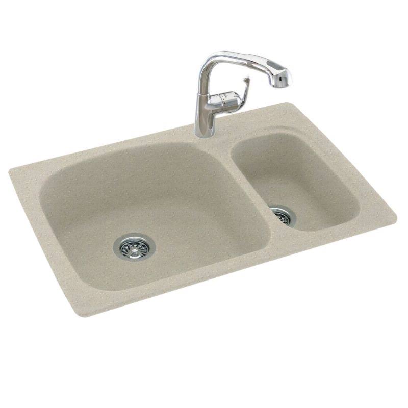 Solid Surface 33x22 x 22x22 Double Basin Drop-in Kitchen Sink Swan Finish: Pebble