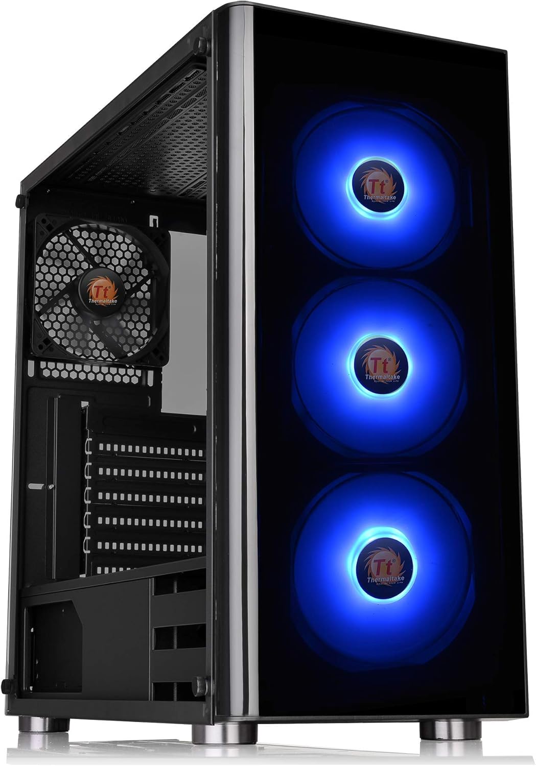 Thermaltake V200 Tempered Glass RGB Edition 12V MB Sync Capable ATX Mid-Tower Chassis with 3 120mm 12V RGB Fan + 1 Black 120mm Rear Fan Pre-Installed CA-1K8-00M1WN-01