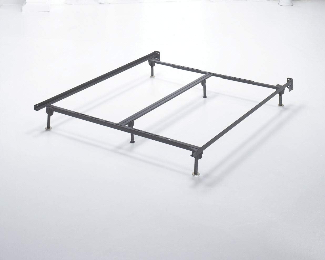 Signature Design by Ashley Adjustable Metal Bolt on Bed Base Frame with Protective Floor Glides, King/California, Black