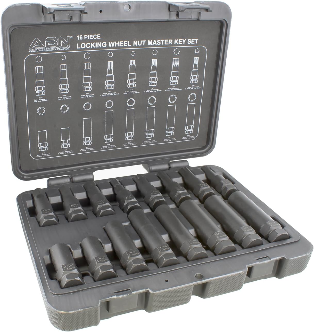 ABN Wheel Lock Removal Tool Kit Lug Nut Key Set 16p SAE/Metric Master Wheel Lock Key Set Lug Key Wheel Lock Removal Kit Pack of 2