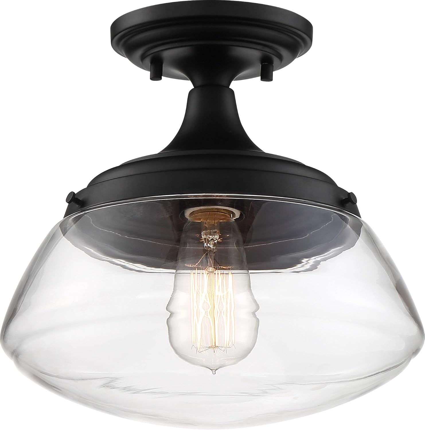 NUVO 60/6799 Kew Semi-Flush Fixture Aged Bronze Finish with Clear Glass, 1 Light Pack of 2