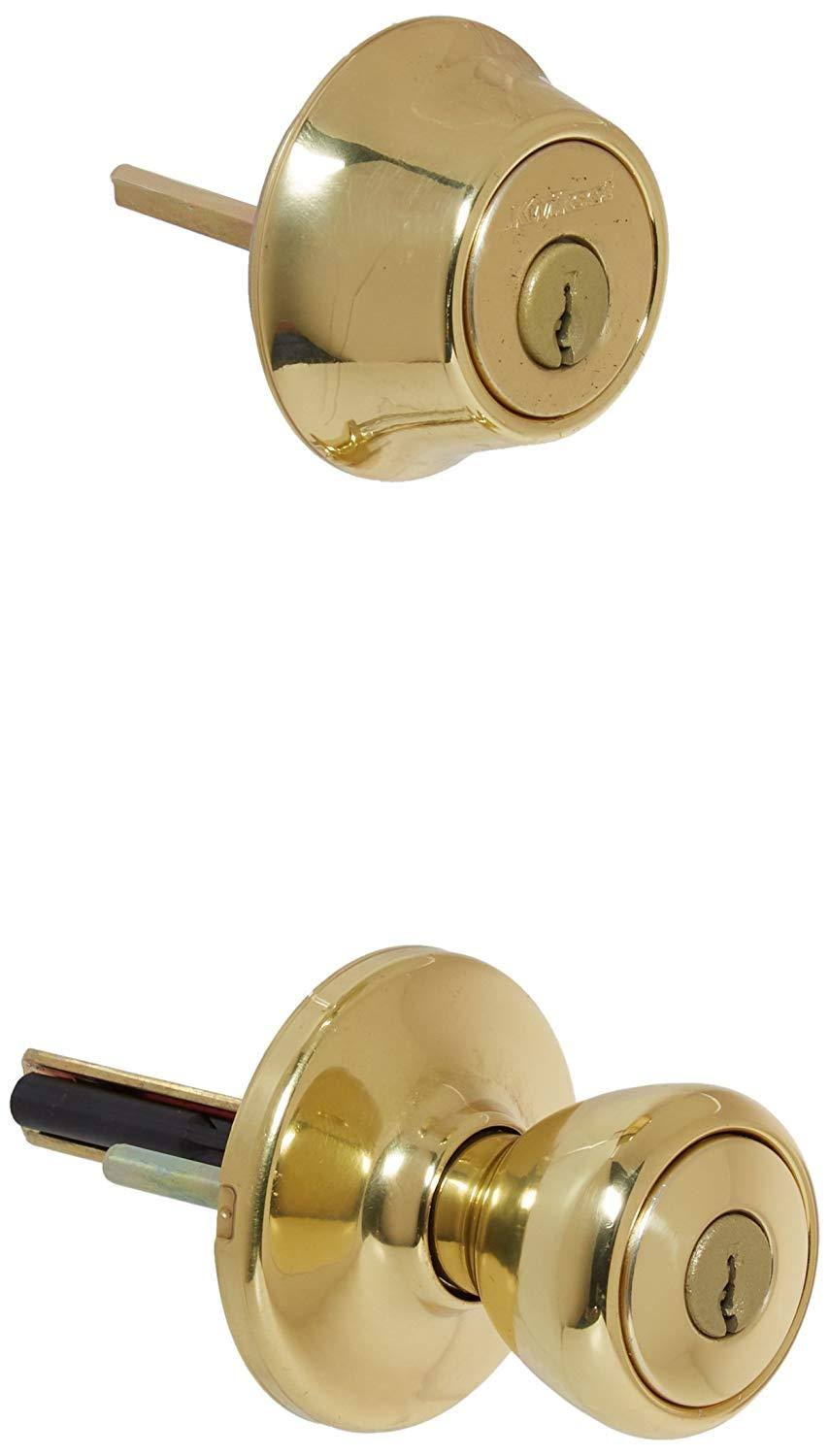 Kwikset 242 Tylo Entry Knob and Single Cylinder Deadbolt Project Pack in Polishe