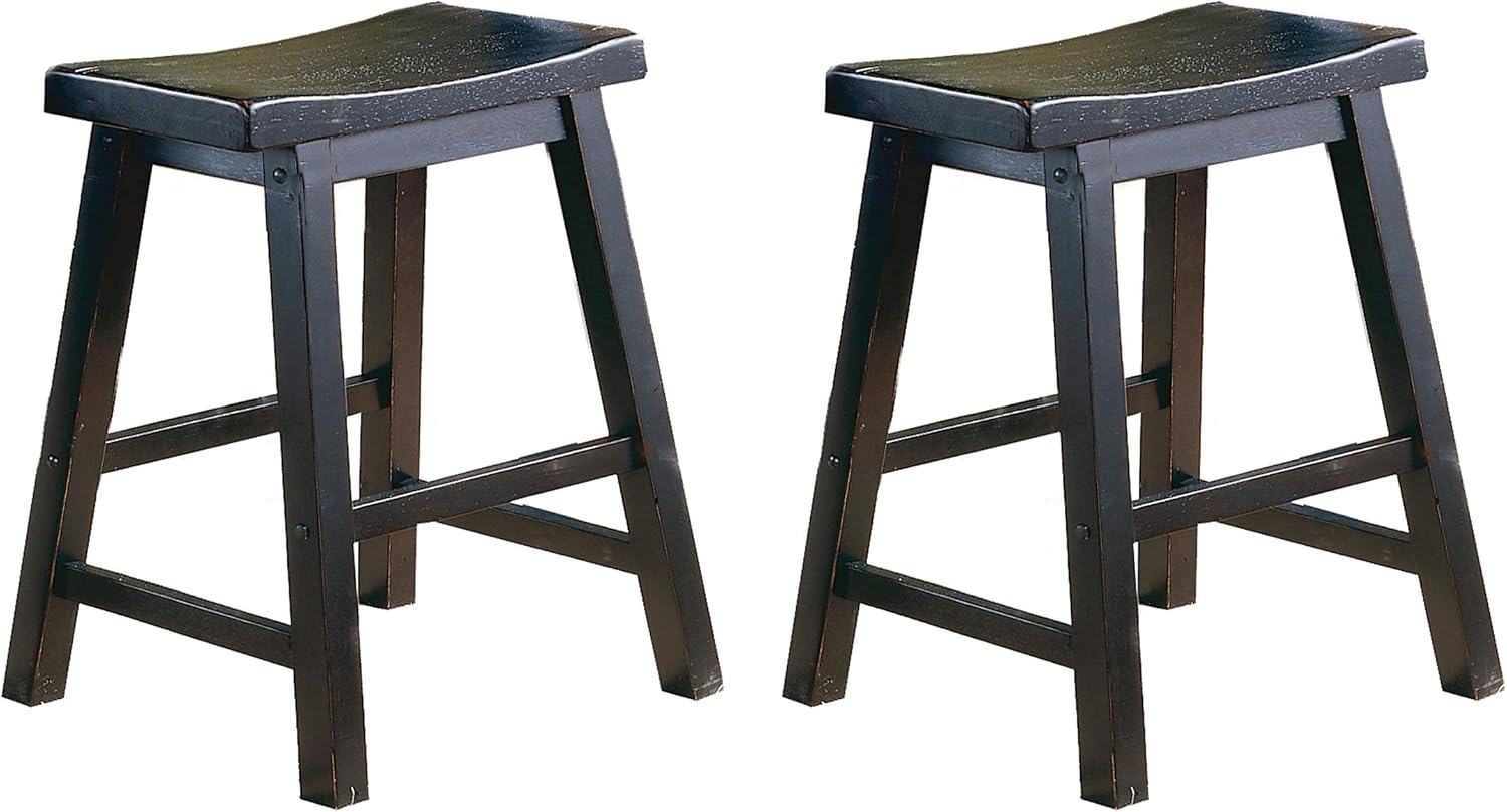 Homelegance Saddleback 18-Inch Height Barstool, Cherry, Set of 2