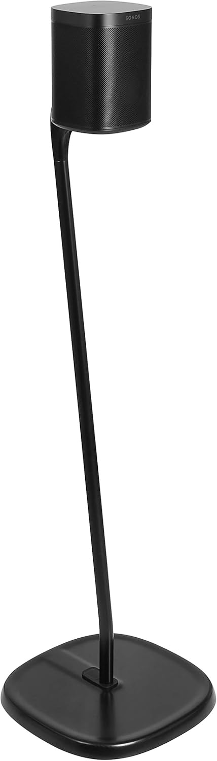 GT STUDIO Sonos Speaker Stands for Sonos One, One SL, Play:1, Play:3, Premium Design Improves Surround Sound, Heavy Base, Complete Cord Concealment - (Pair, Black)