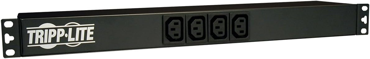 Tripp Lite Basic PDU, 14 Outlets (12 C13, 2 C19), 100-240V, C20 with L6-20P Adapter, 1.6-3.8kW, 12 ft. Cord, 1U Rack-Mount Single-Phase PDU (PDUH20DV),Black