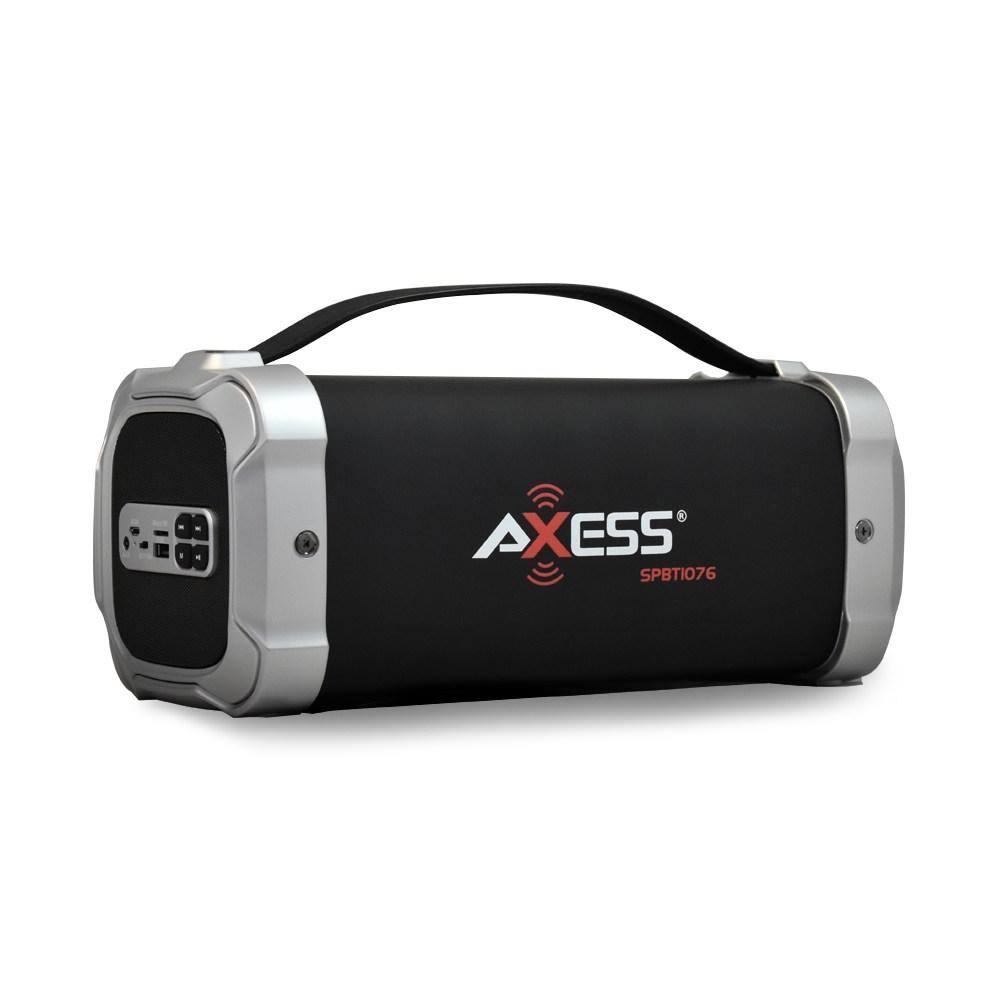 Axess Bluetooth Media Speaker w/AM-FM Radio USB and AUX-BLACK/SILVER
