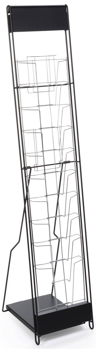 Displays2go Portable Magazine Rack with 10 Pockets for 8.5x11 Catalogs, Carry Bag Included, 54 inchh FLOOR-STANDING Literature D
