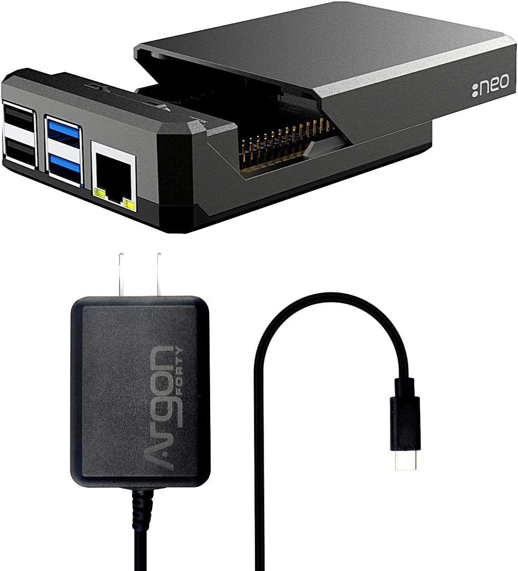 Argon NEO Case with Type-C Power Supply | Supports Cooling Fan, Camera, and LCD Display | GPIO and PoE Pins are Accessible Pack of 2