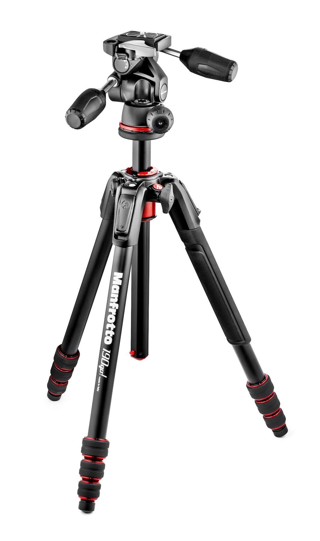 Manfrotto 190 Go! 4 Section Aluminum Tripod with 3 Way Head (Black)