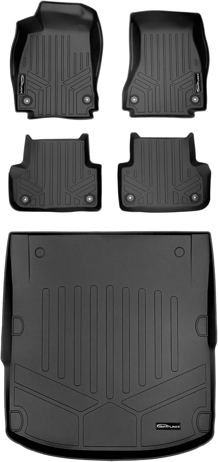SMARTLINER Custom Fit Floor Mats 2 Rows and Cargo Liner Set Black for 2017-2022 Audi A4 / S4 (No A4 All-Road Models)