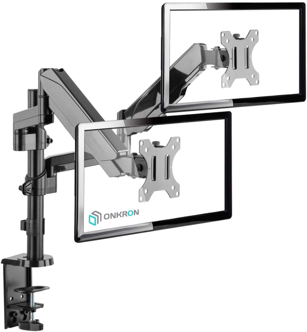 ONKRON Dual Monitor Desk Mount Stand for 13” to 32-Inch LCD LED Screens up to 17.6 lbs G140 Black