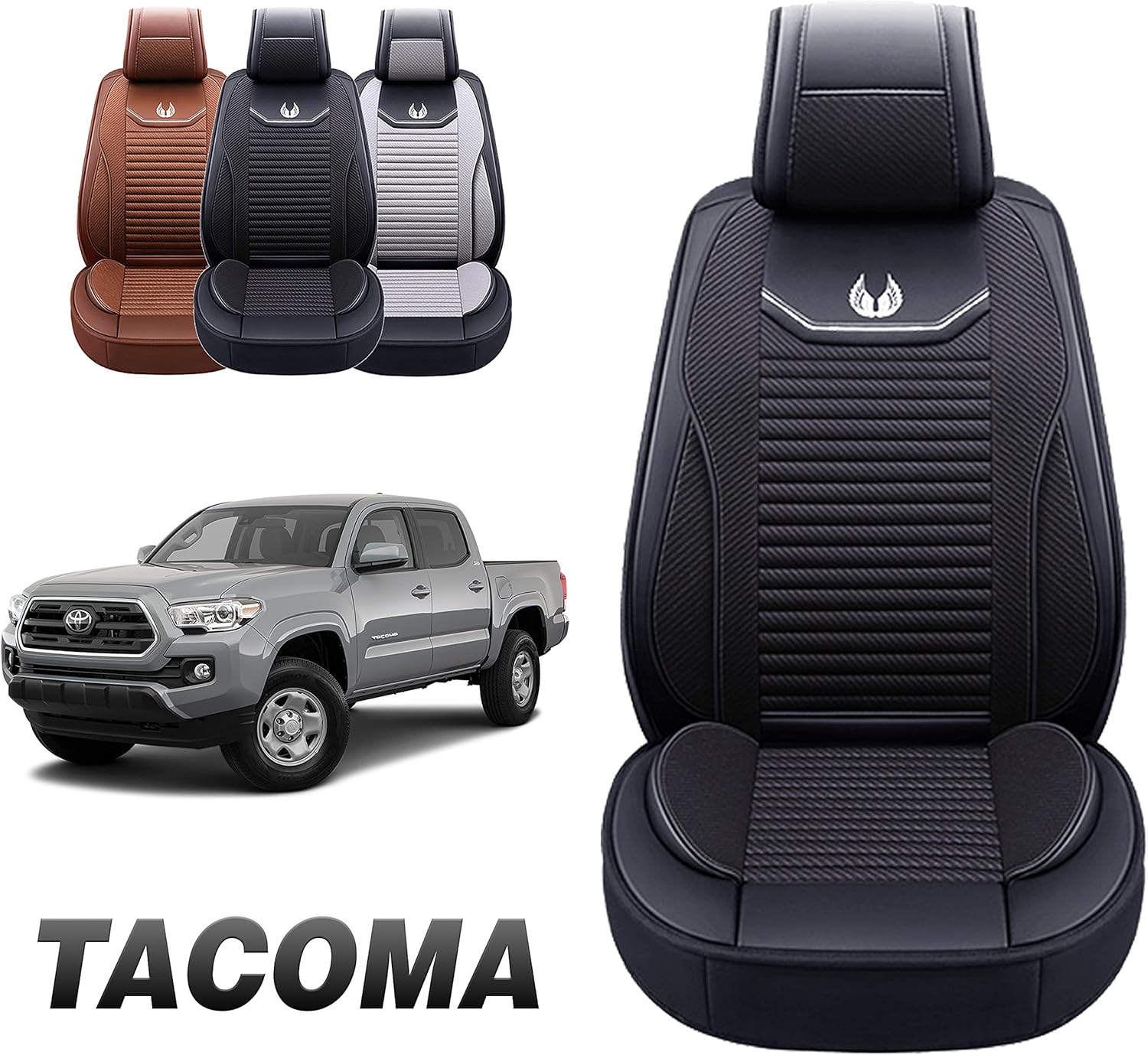 Oasis Auto Tailor Fit Seat Covers Compatible with 2005-2022 Tacoma (TA-04 Full Set, Black&red)