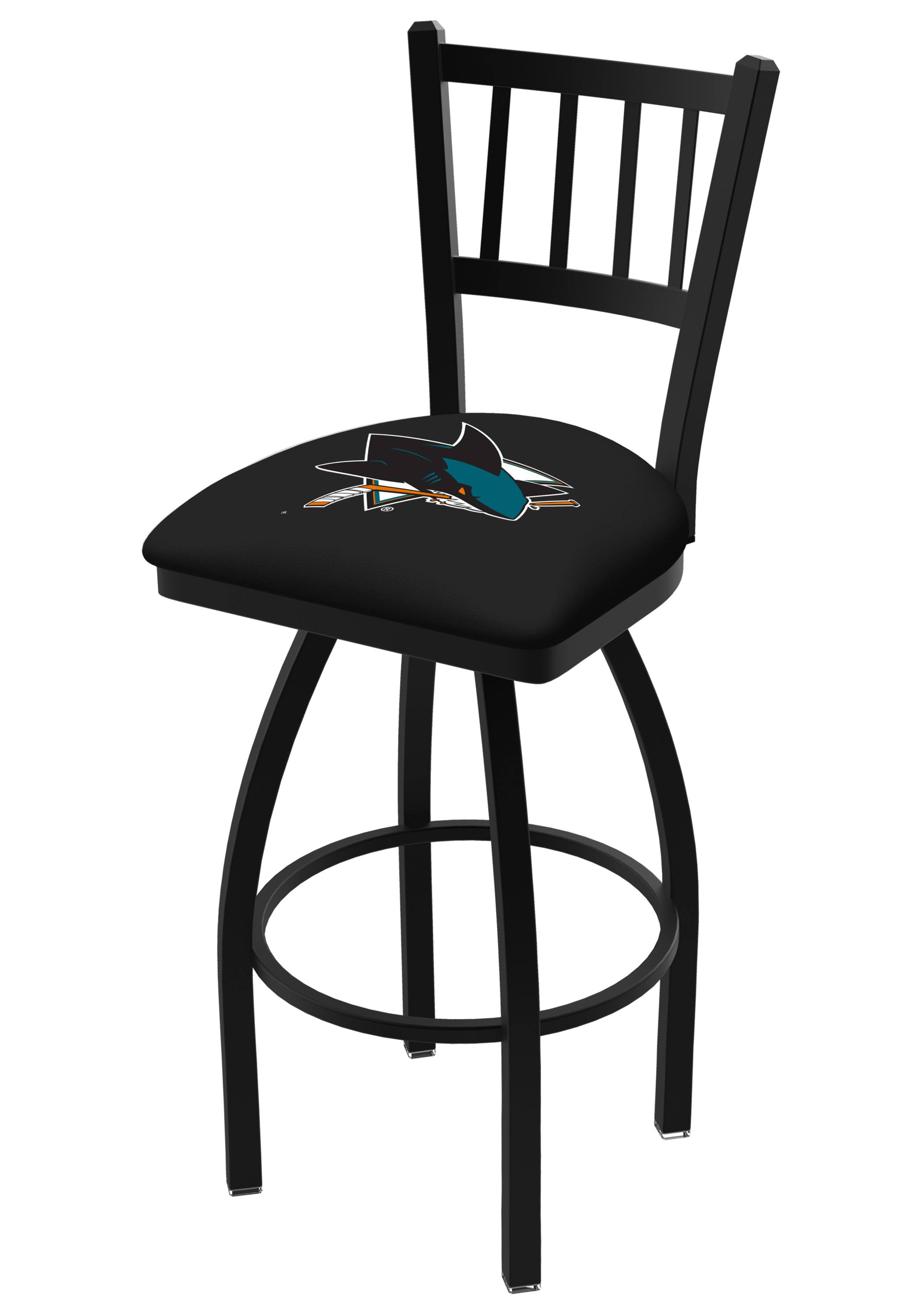 Holland Bar Stool San Jose Sharks 25x22 Wrinkle Swivel Bar Stool with Jailhouse Style Back