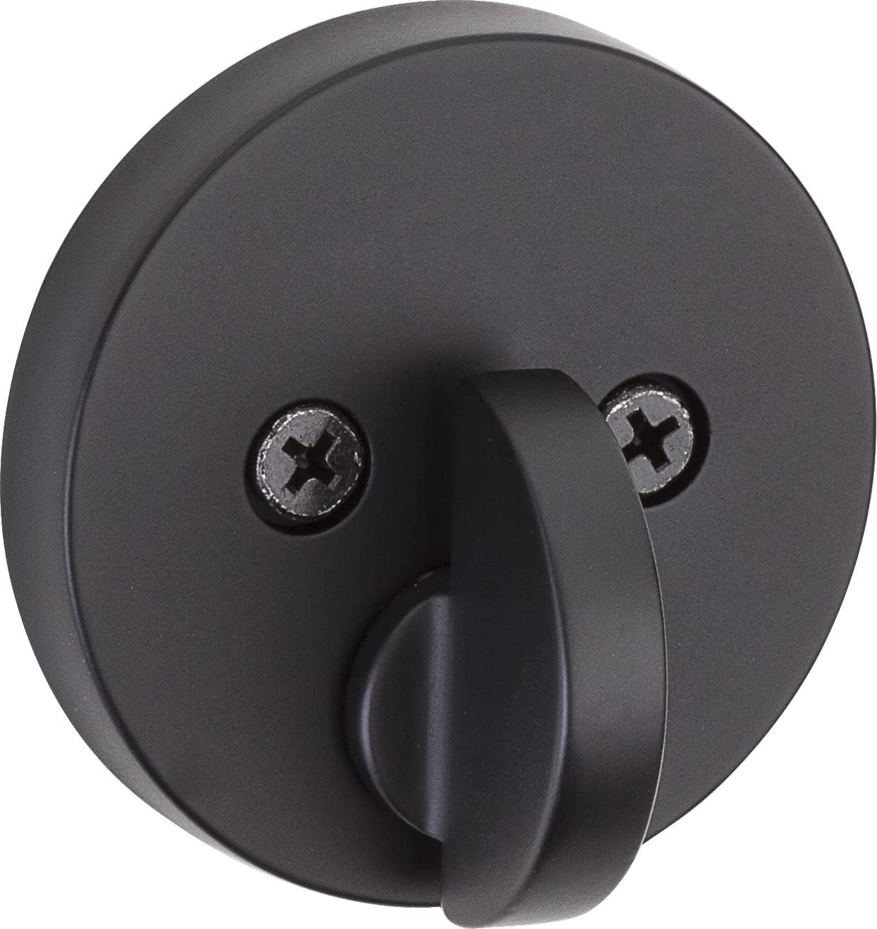 Kwikset 258 Uptown Door Deadbolt, Round Contemporary Low Profile Keyed One Side Low Profile Deadbolt featuring SmartKey Security in Matte Black