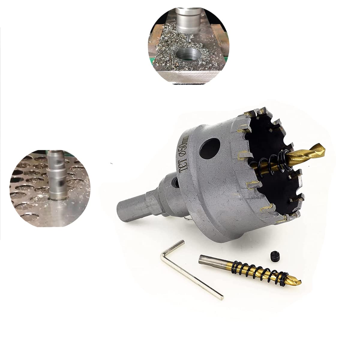 REETAI-FOUR 10Pcs TCT Hole Saw Kit,Tungsten Carbide Tipped Hole Saw Set, Hole Cutter Heavy Duty for Stainless Steel.(5/8