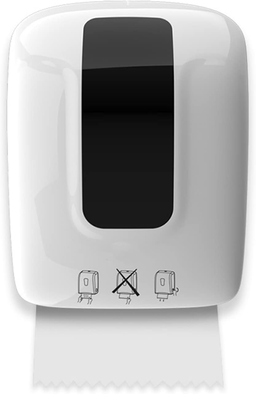 Paper Towel Dispenser Wall Mount, TOBEFORT Mechanical Auto-Cut Roll Towel Dispenser, High Impact Plastic, White