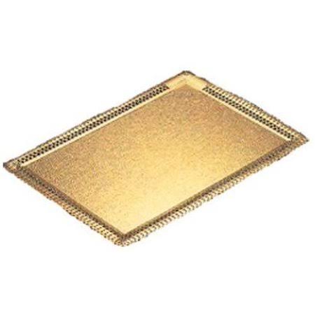Novacart Gold Lace Rectangular Cake Board, Inside 5 1/2 x 15 - Case of 100 | Bakedeco