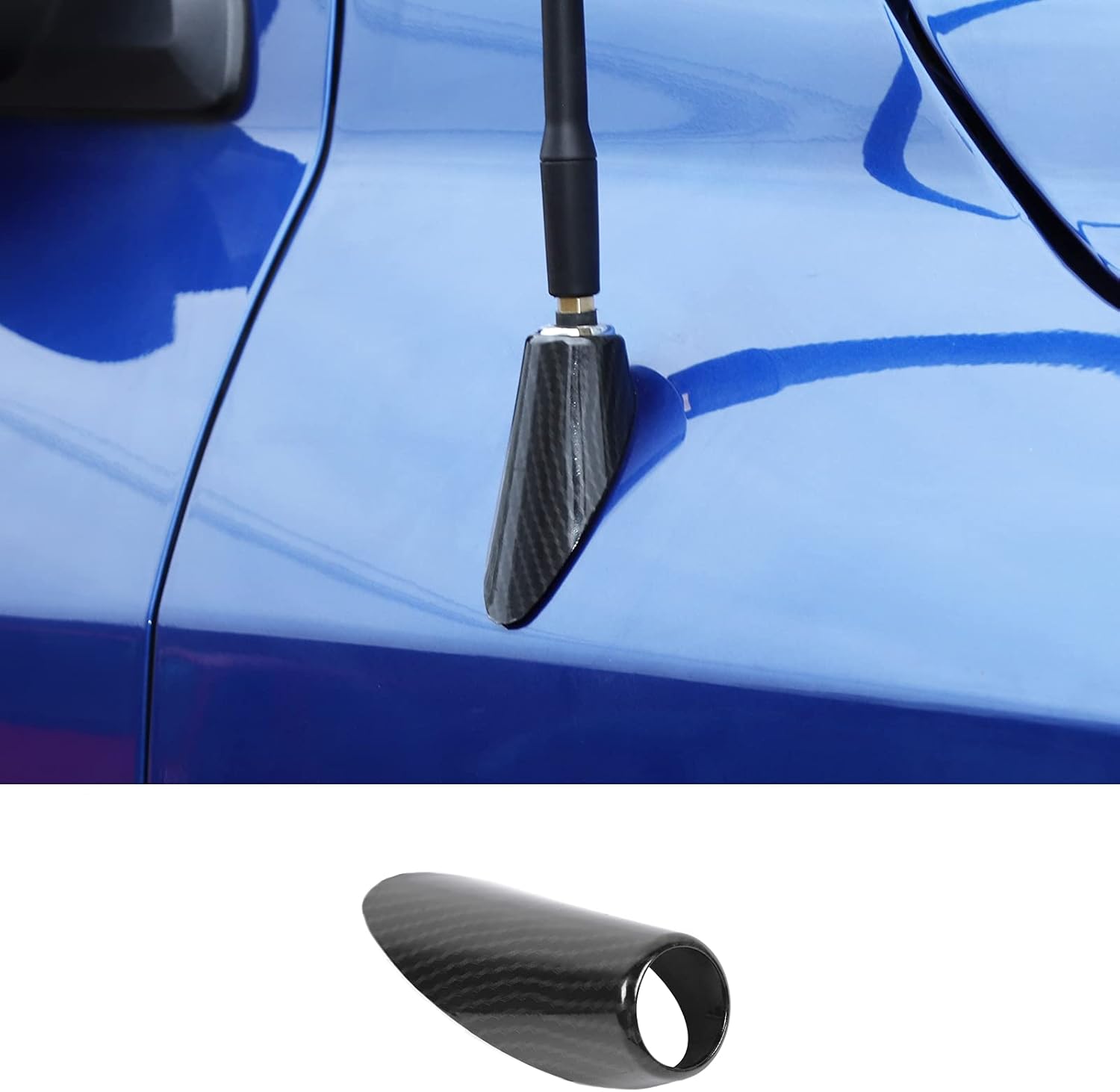 RT-TCZ Radio Antenna Base Trim Cover Aerial Trim ABS Decoration Interior Accessories for Dodge RAM 1500 2500 2011-2017 Carbon Fiber