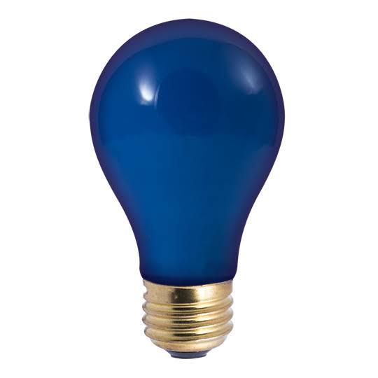 Bulbrite Incandescent (INC) A19 25W Dimmable Party Bulb Ceramic Blue Light Bulb, 18 Pack (106325)