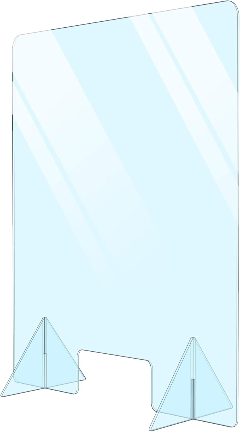 Plexiglass Sneeze Guard Shield for Counter Barrier from Sneezing. Cashier Protection Sneeze Guard for Desk and Countertops. Multiple Sizes Available Pack of 2