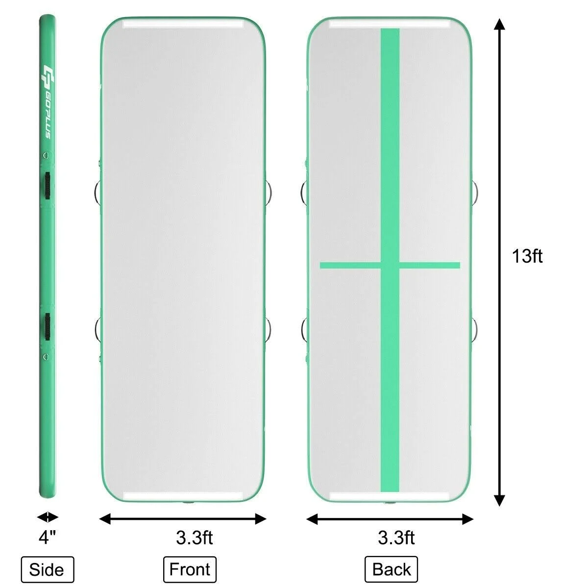 13 Feet Air Track Inflatable Gymnastics Tumbling Mat with Pump -Green