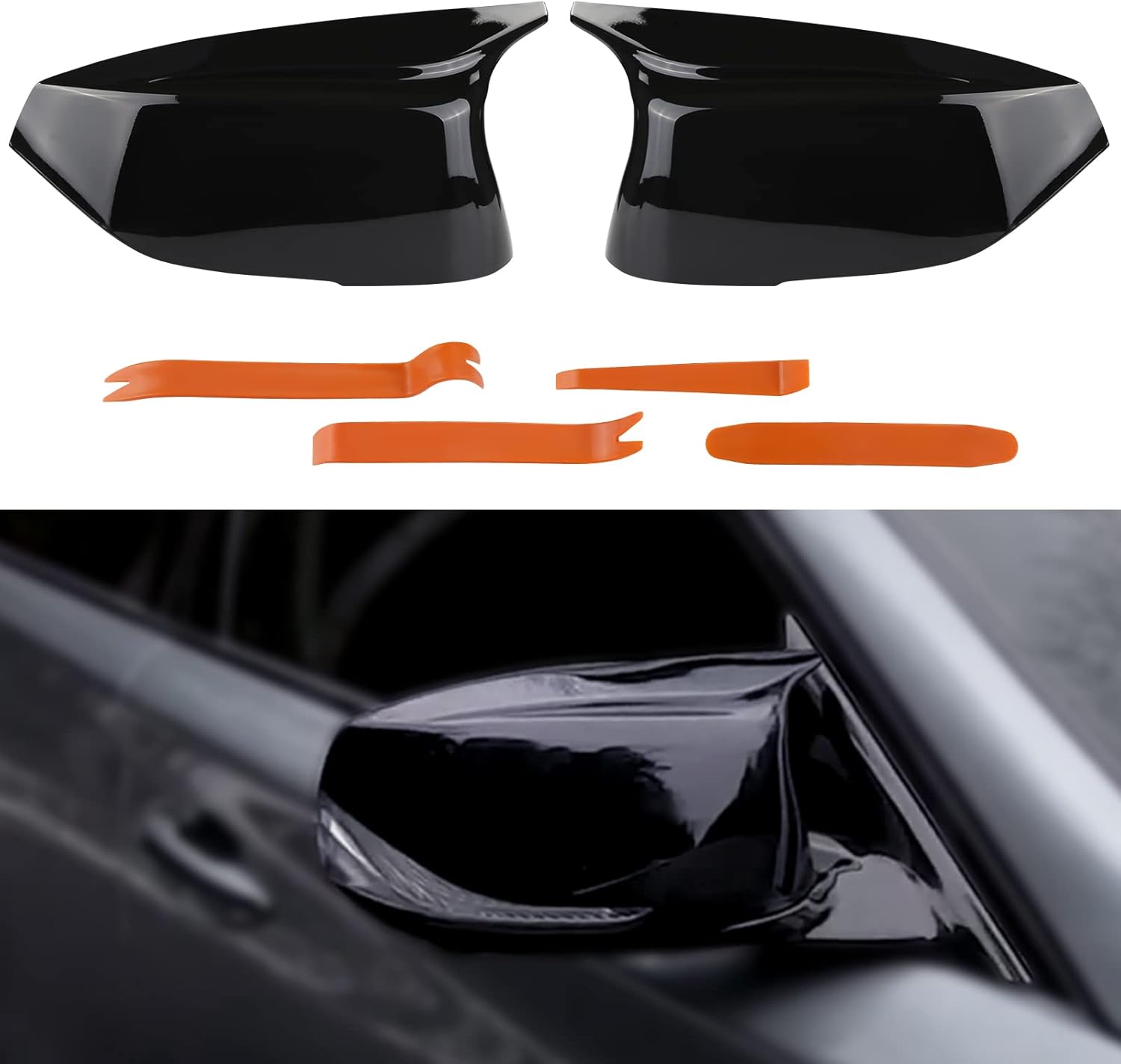 JDMON Compatible with Door Rearview Mirror Cover Cap Infiniti Q50 Sedan 2014-2020 Q60 Q70 QX30 QX50 2015-2020 Side Door Mirror Cover Cap Trim 2PCS ( Glossy Black)