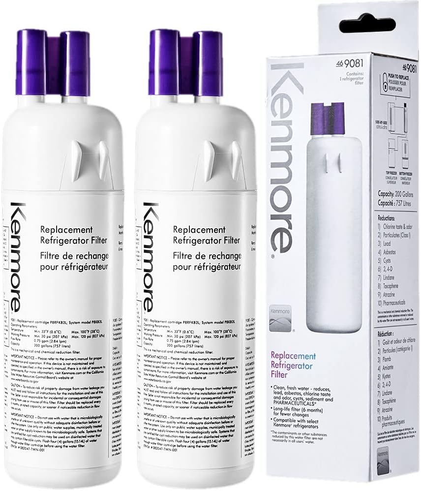 46-9081 46-9930 W10295370A water fi lter Replacement for Kenmore 9081, Kenmore 9930, W10295370, Compatible with EDR1RXD1 Fil ter1, 46/9081, 46/9930, P4RFWB Water FiI ter (3 Pack) Pack of 2