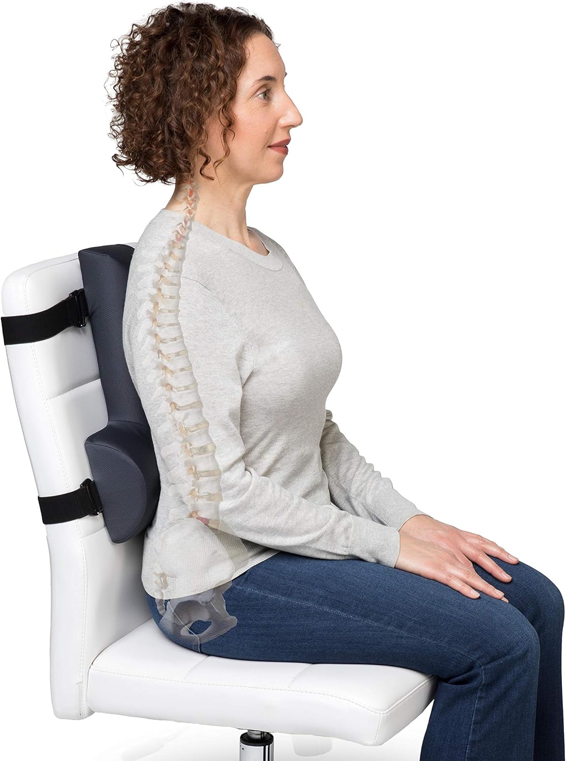 OPTP Thoracic Lumbar Back Support - Soft Cushion for Improved Sitting Posture and Upper/Lower Back Pain Relief for Desk Chairs, Car Seats and Airplanes