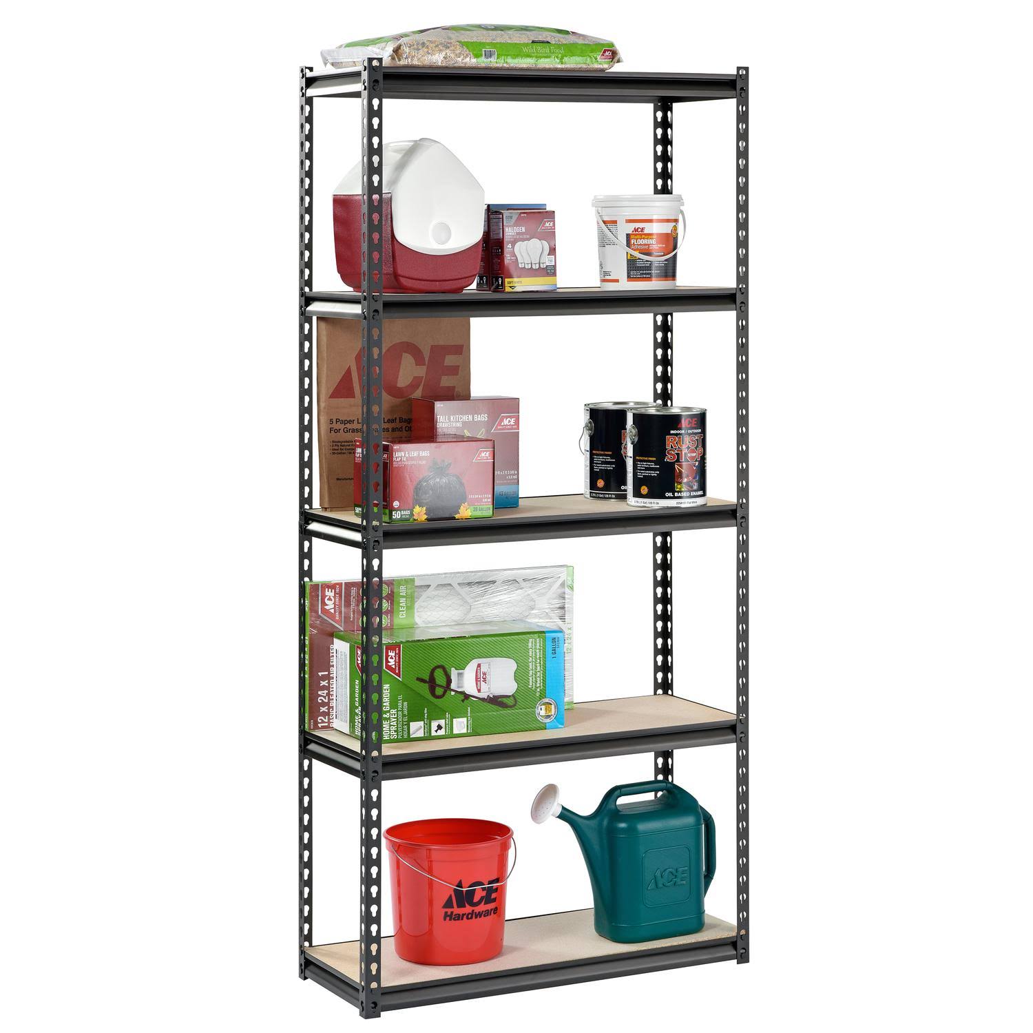 Edsal UR341472BLK Steel Storage Rack, 5 Adjustable Shelves, 3200 lb. Capacity, 72x22 Height x 34x22 Width x 14x22 Depth, Black