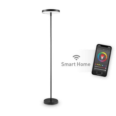 Globe Electric 36-Watt Wi-Fi Smart Black Multicolor Changing RGB Tunable White LED Integrated Floor Lamp, No Hub Required