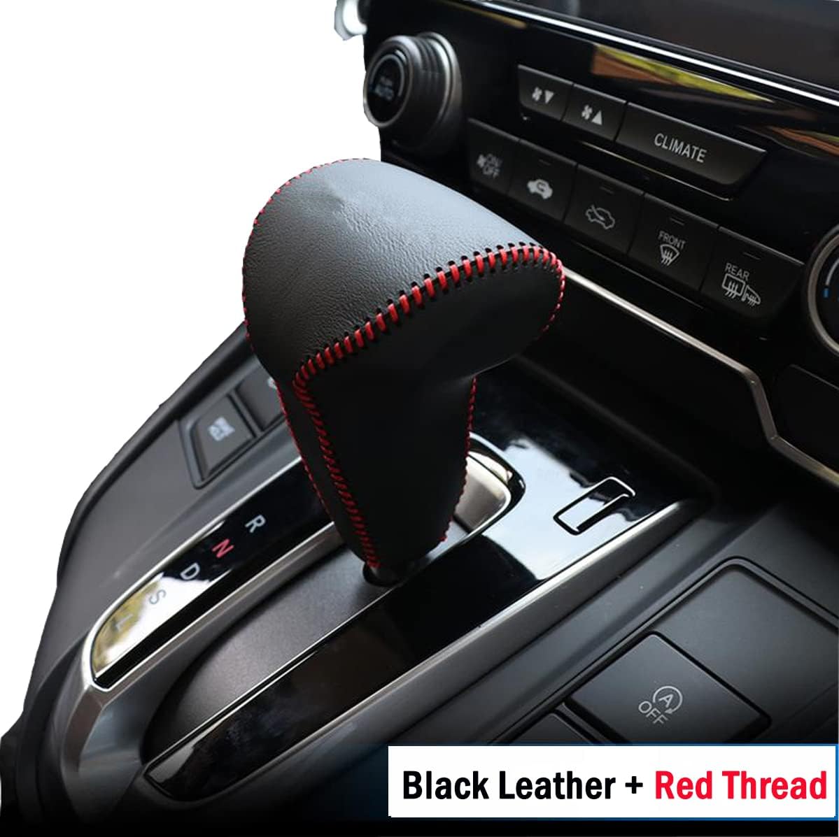 Leather Gear Shift Knob Cover for Honda CRV 2017 2018 2019 2020 2021/ Accessories for CRV ( Red Thread )