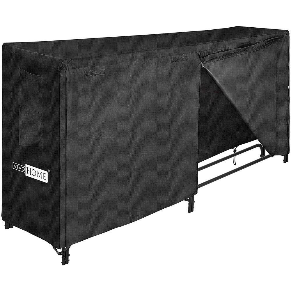 VIVOHOME 96 in. Heavy-Duty Indoor Outdoor Firewood Rack with Cover