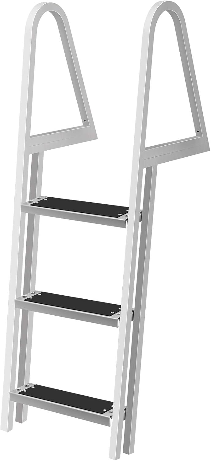 VEVOR Removable Dock Ladder with Rubber Mat, Pontoon Boat Ladder with Mounting Hardware, Swim Ladder Aluminum, Each Step 16