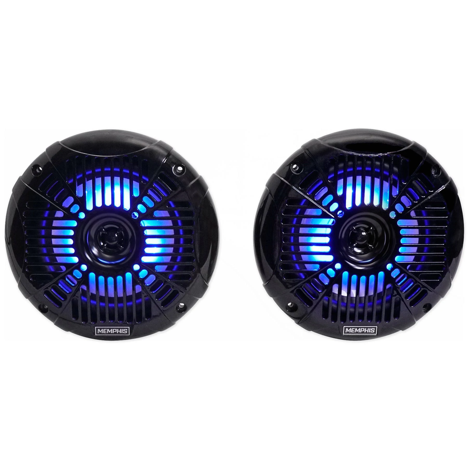 Memphis Audio MXA602SLB MXA OEM Fit 6.5x22 Marine Grade Coaxial Speakers, Black with Blue LED - Pair