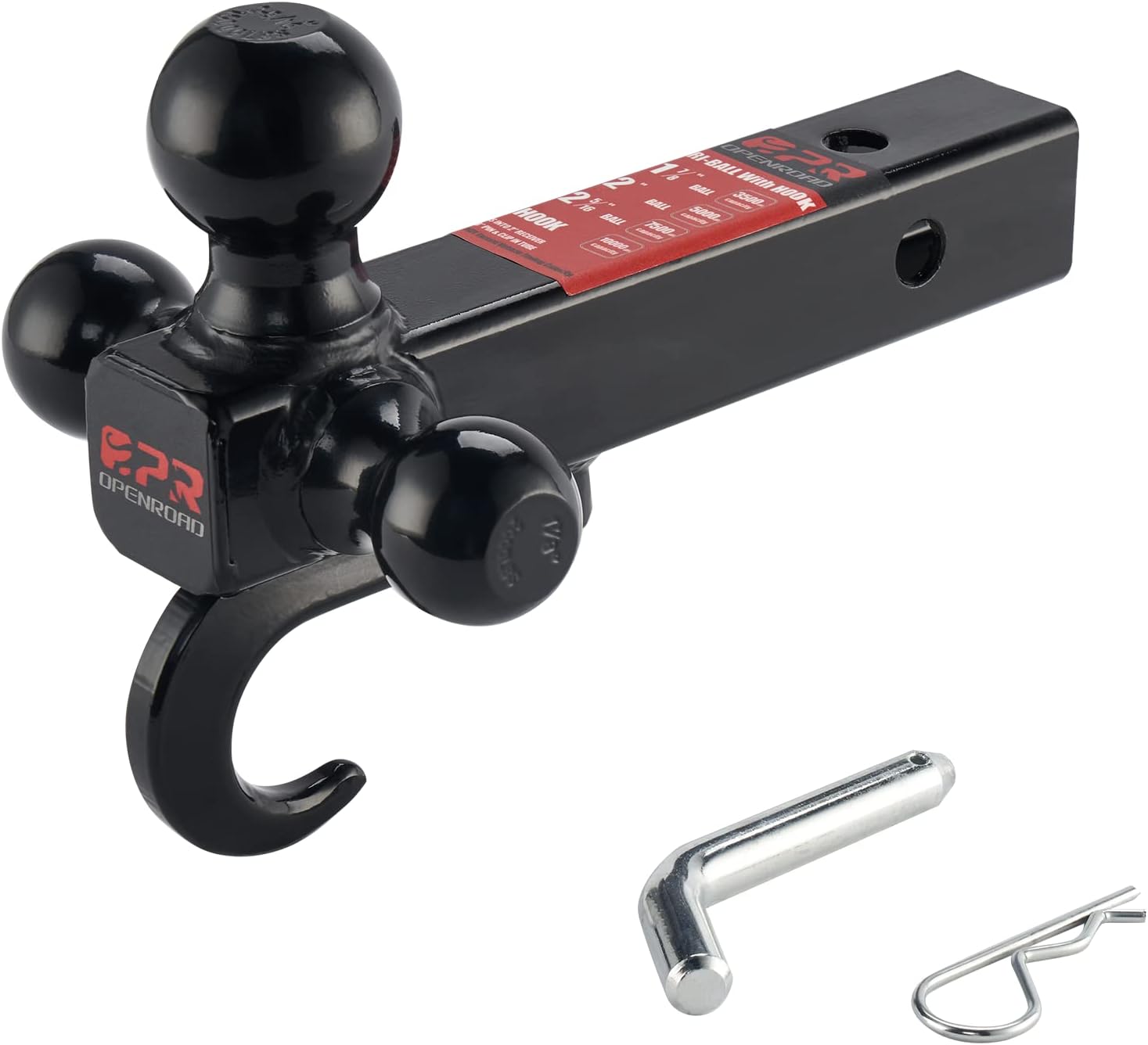 OPENROAD Trailer Hitch Mount Tri Ball Hitch,with Hook 2