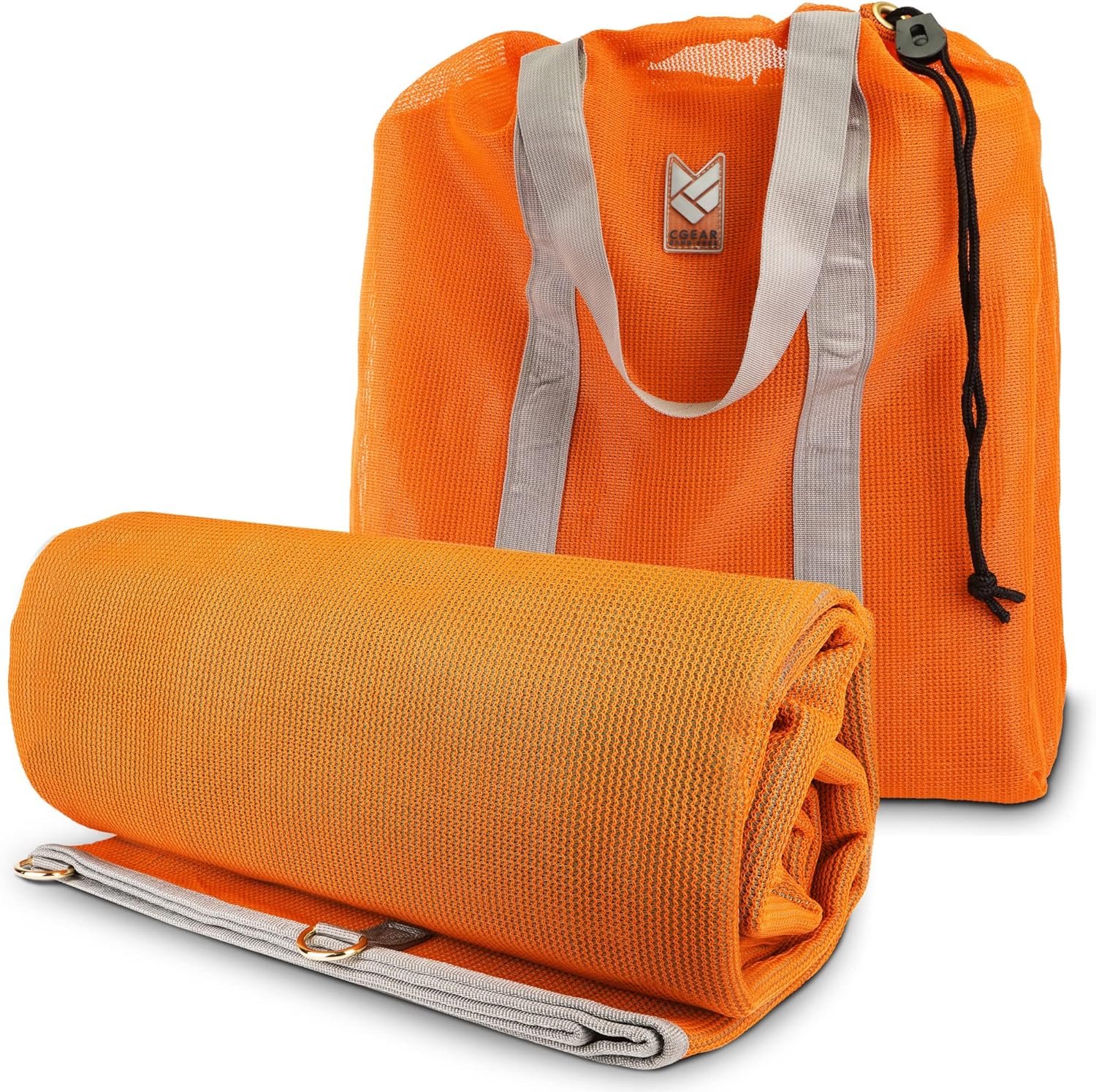 CGEAR RV Camping Mat, Sand Free Outdoor Reversible Rug for Campsite, Backyard, Patio, Deck, and Beach (Orange, 8' x 20')