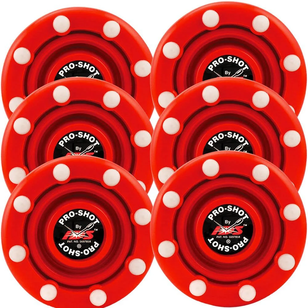 IDS 6 Pack of Roller Hockey Puck Pro Shot (Red)