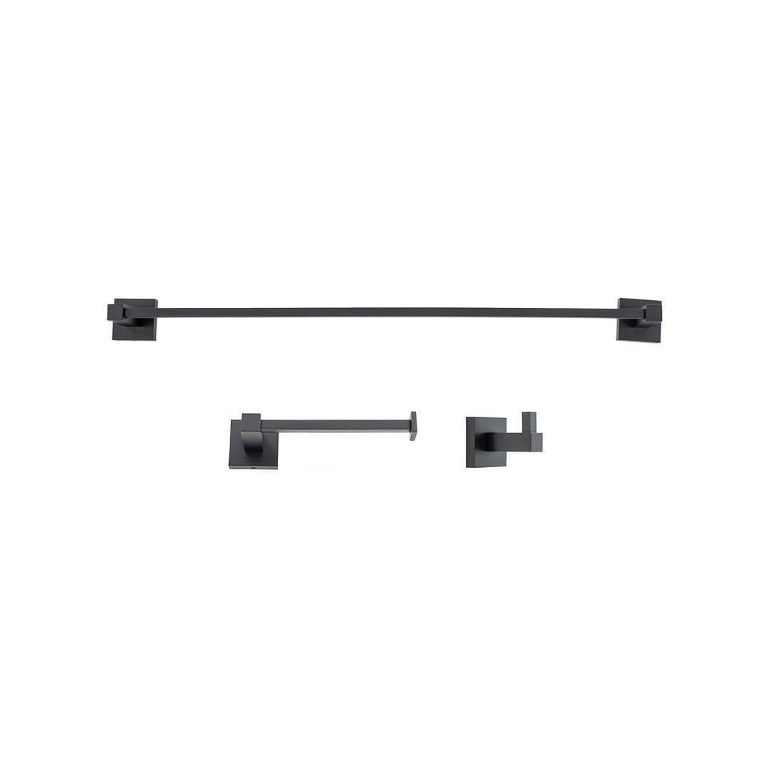 italia Trieste Series 3 Piece Bathroom Accessory Set in Matte Black