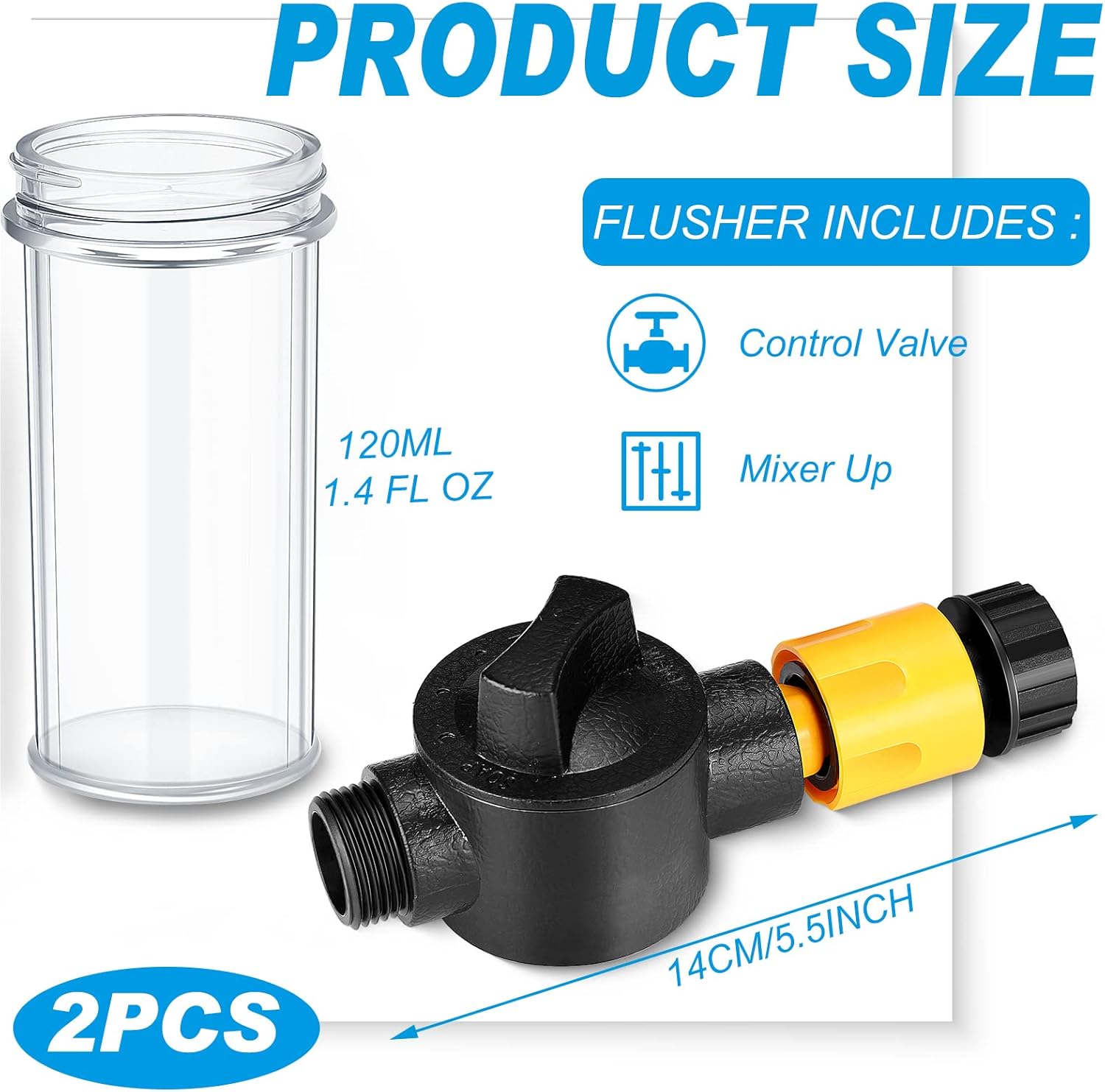 Boat Engine Flush Mixer Liquid Flow Valve for Salt Remover Solution Ideal to Flush Outboard and Inboard Engines Connects with Garden Hose, Spray Nozzle, Engine Flusher Pack of 2