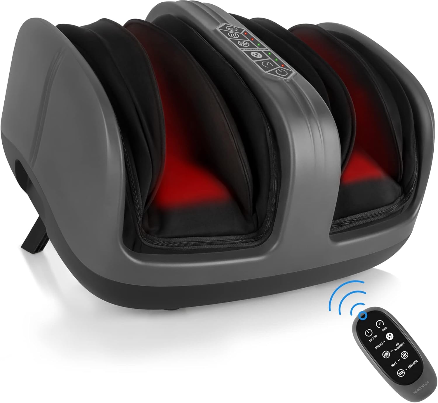 Medcursor Shiatsu Foot Massager Machine with Heat, Leg Massager for Circulation, Relaxation with Wireless Remote, Deep Kneading, Rolling, Air Pressure for Fatigue Relief, Home Office Use