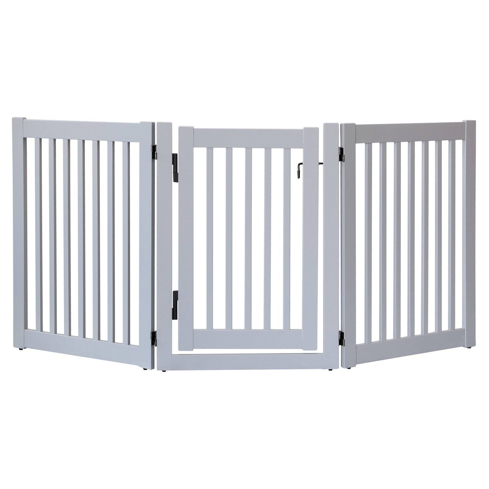 Dynamic Accents DA302 32 in. Highlander Series Solid Wood Pet Gate Pumice Grey - 3 Panel Walk Through