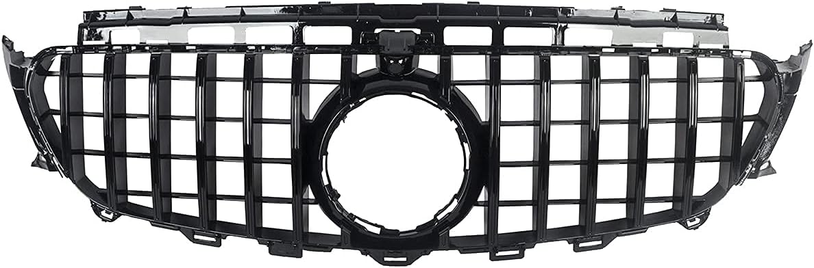KARPAL Front Grill Grille w/Camera Hole Compatible With 2016-2020 Mercedes-Benz W213 E-Class E200 E300 E400 E43 AMG ALL BLACK