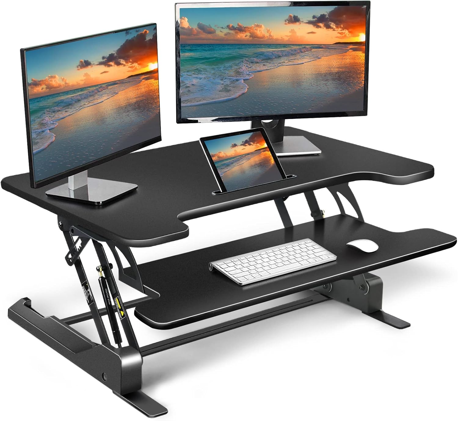 ComHoma 36 inch Standing Desk Converter -Stand Up Height Adjustable Desk Riser-Computer Home Office Ergonomic Desk Table for Dual Monitors and Laptop Workstation with Keyboard Tray-Black