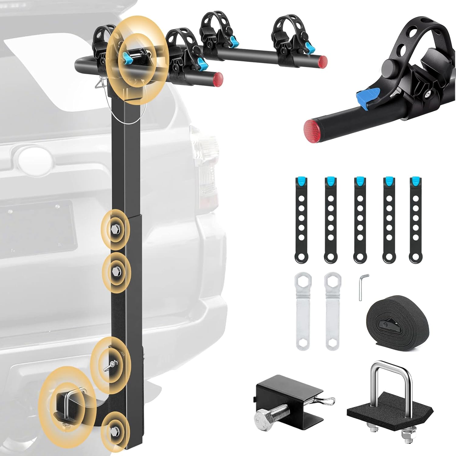 CROSSHIP Bike Rack for Car - Hitch Bike Rack with Reflector and 2