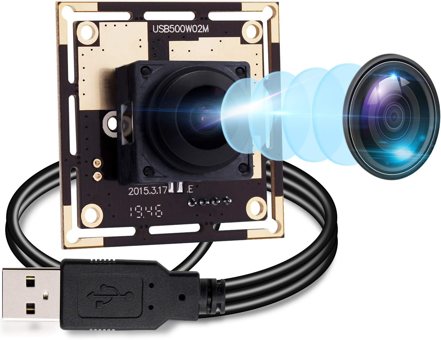 Autofocus 5 Megapixel USB Camera Module with 170 Degree Fisheye Lens HD 2592X1944 USB Webcamera with CMOS OV5640 Sensor USB with Camera,Mini Webcam for Windows Mac Andriod Linux,Plug&Play